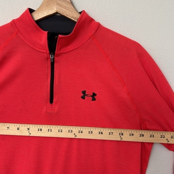 Under Armour Men's Size MEDIUM UA Tech HeatGear 1/4 Zip Pullover Coral/Red - Picture 7 of 7